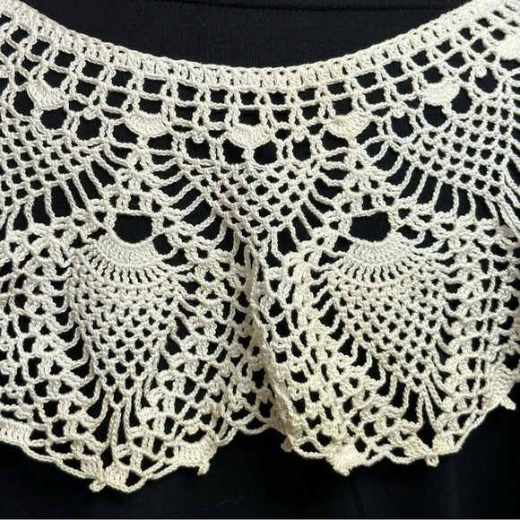 Vintage Crochet Ecru Beige Ivory Lace Collar 22 in X 7 in - Picture 7 of 9
